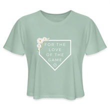 Load image into Gallery viewer, For the Love of the Game Baseball Softball Women's Cropped T-Shirt - dusty mint blue