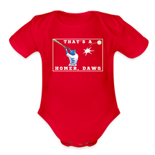 Load image into Gallery viewer, That's a Homer, Dawg! Organic Short Sleeve Baby Bodysuit - red