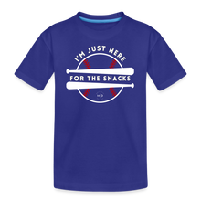 Load image into Gallery viewer, I&#39;m Just Here for the Snacks Kid’s Premium Organic T-Shirt - royal blue
