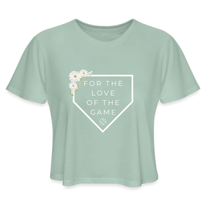 For the Love of the Game Baseball Softball Women's Cropped T-Shirt - dusty mint blue