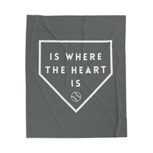 Load image into Gallery viewer, Home is Where the Heart Is 50x60&quot; Vertical Baseball Softball-Themed Plush Blanket
