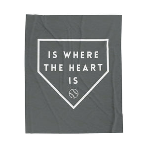 Home is Where the Heart Is 50x60" Vertical Baseball Softball-Themed Plush Blanket