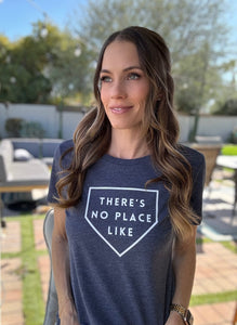 There's No Place Like Home Baseball and Softball-Themed Women's Tri-Blend Organic T-Shirt