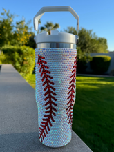 Load image into Gallery viewer, 30oz Bling Stainless Steel Baseball Tumbler With Leak Resistant Lid
