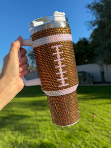 40oz Bling Red & White Stainless Steel Baseball Tumbler