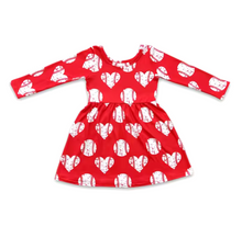 Load image into Gallery viewer, Red Baseball Heart Toddler Dress
