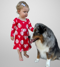 Load image into Gallery viewer, Red Baseball Heart Toddler Dress
