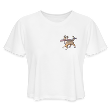 Load image into Gallery viewer, Women&#39;s Ollie With a Bat Cropped T-Shirt - white
