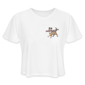 Women's Ollie With a Bat Cropped T-Shirt - white