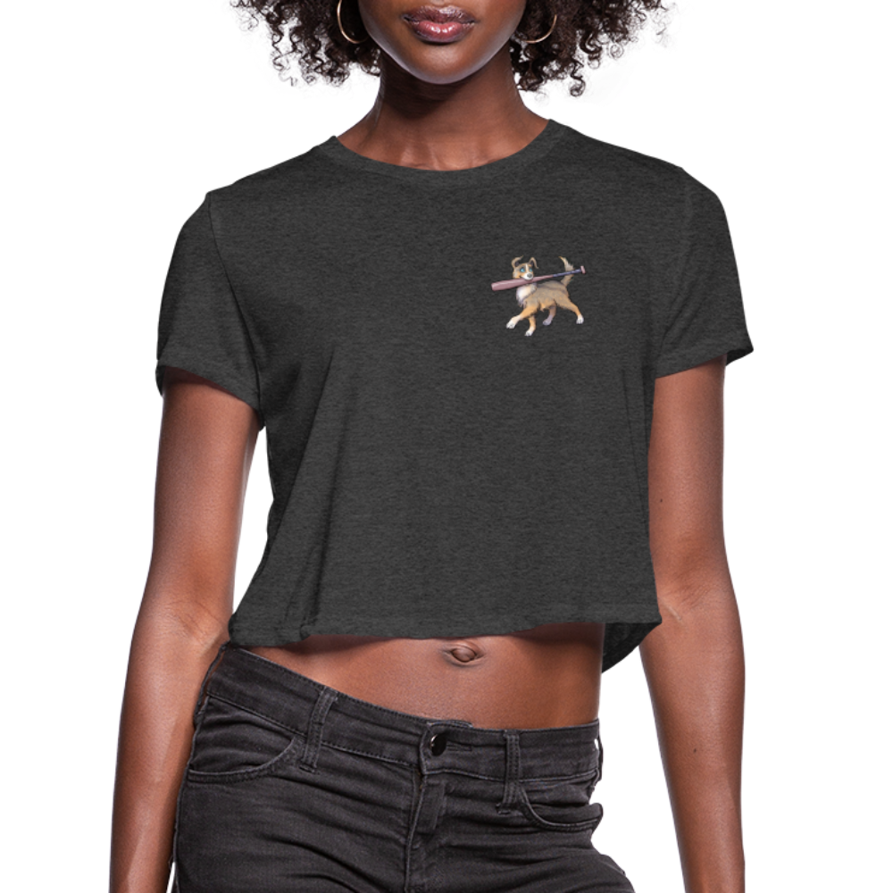 Women's Ollie With a Bat Cropped T-Shirt - deep heather