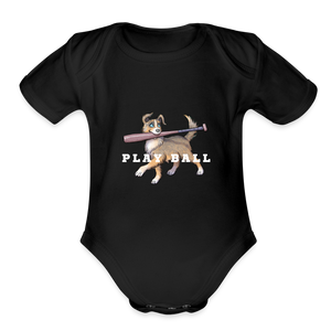 Organic Play Ball Short Sleeve Baby Bodysuit - black