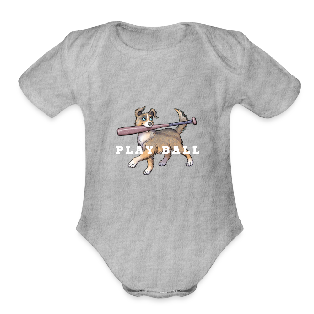 Organic Play Ball Short Sleeve Baby Bodysuit - heather grey