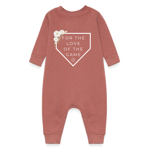 For the Love of the Game Baby Girl Fleece Onesie - mauve