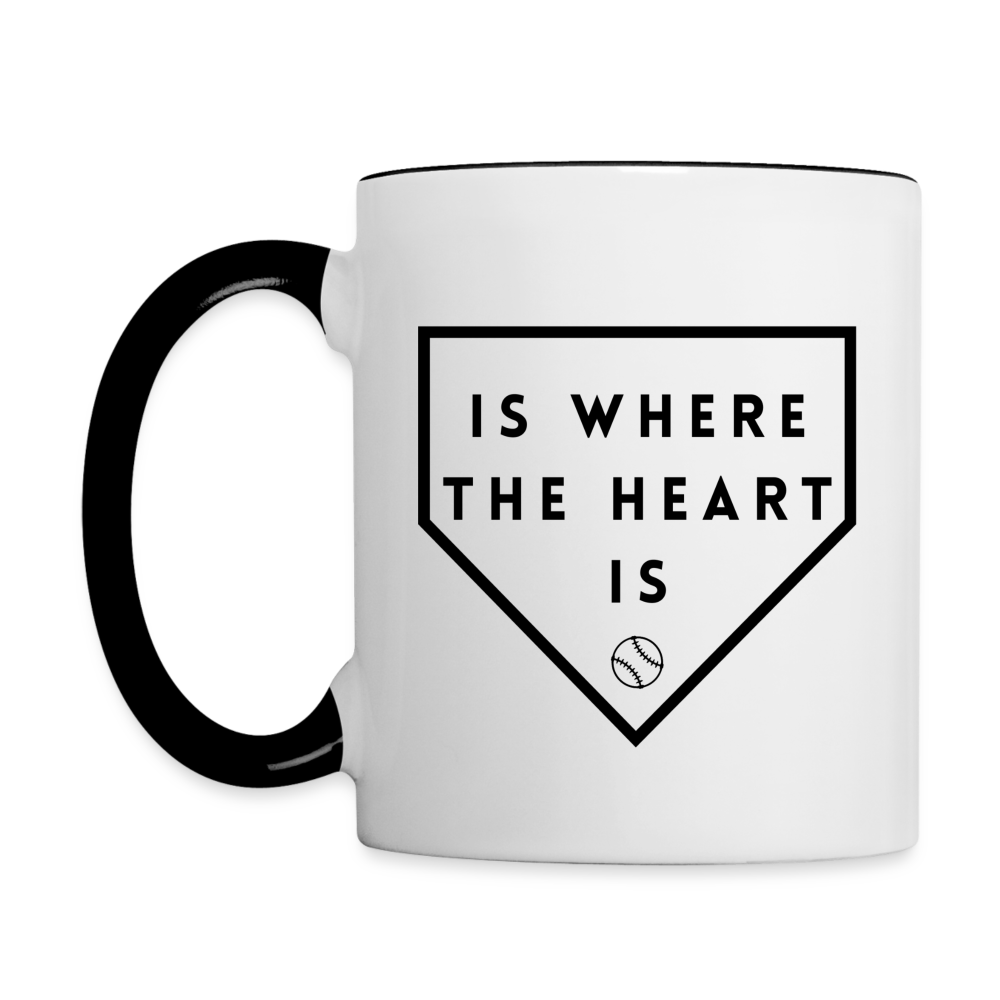Home Is Where the Heart Is Home Plate Baseball Mug - white/black