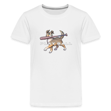 Load image into Gallery viewer, Play Ball! Kids&#39; Premium Dog Holding a Baseball Shirt - white
