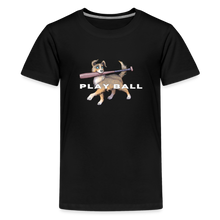 Load image into Gallery viewer, Play Ball! Kids&#39; Premium Dog Holding a Baseball Shirt - black
