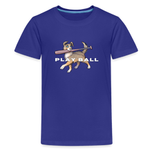 Load image into Gallery viewer, Play Ball! Kids&#39; Premium Dog Holding a Baseball Shirt - royal blue
