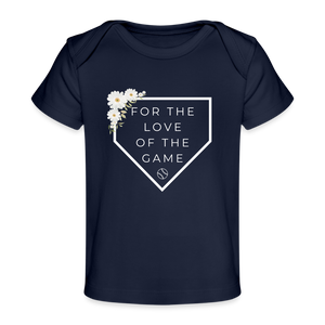 For the Love of the Game Organic Baseball Softball Baby Girl T-Shirt - dark navy
